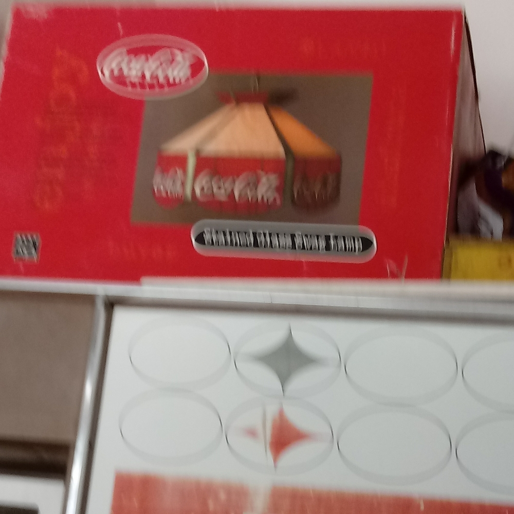 COKE A COLA STAINED GLASS HANGING LAMP.